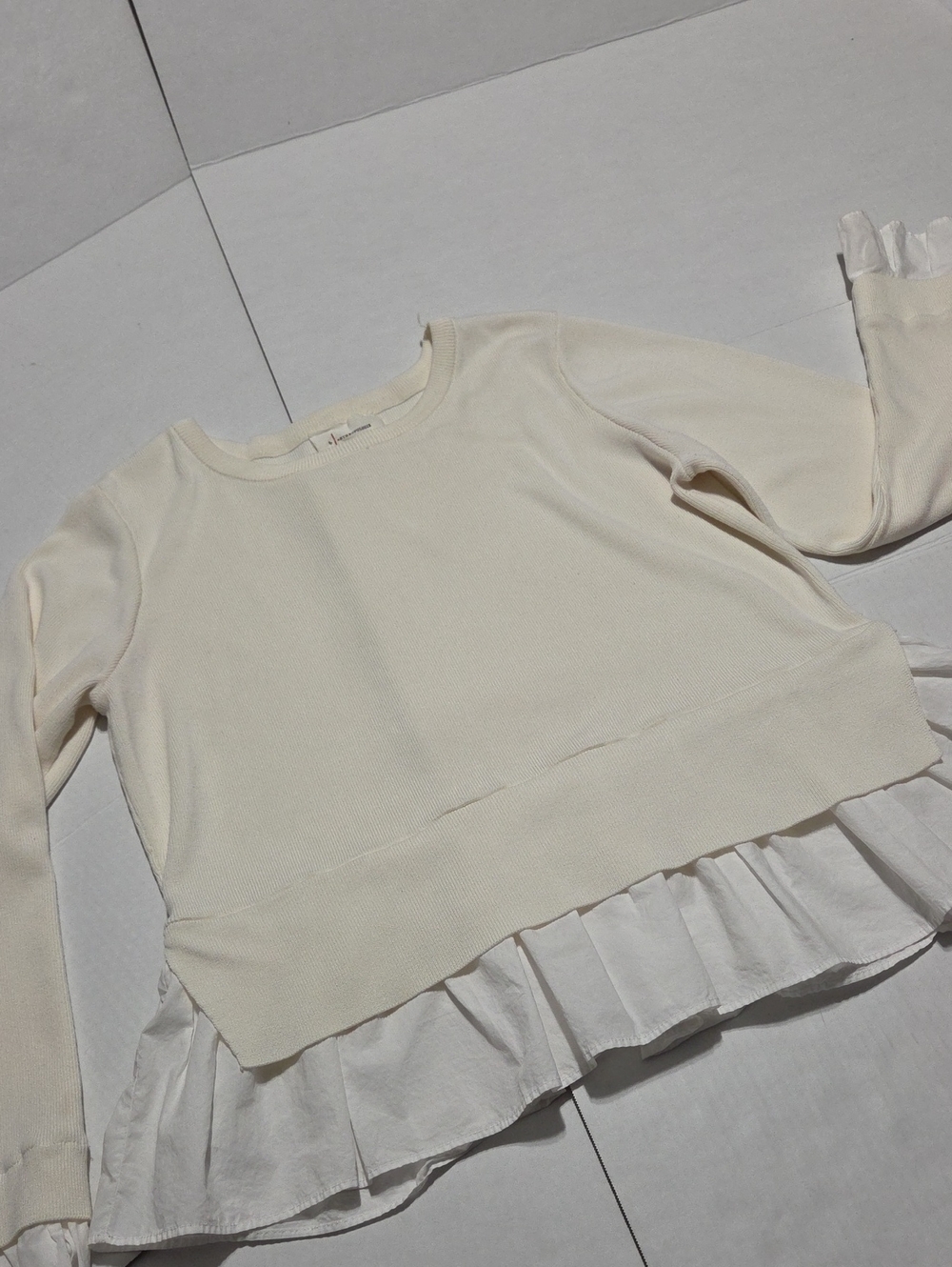 Anthropologie Cream Ribbed Crewneck Top Awesome!!